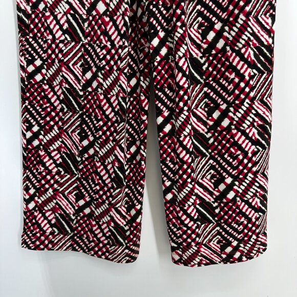 Calvin Klein Wide Leg Jumpsuit 8 Abstract Geometric Print Sleeveless Red Black - Picture 10 of 11